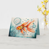 Carte Le poisson rouge se porte bien (Fleur jaune)