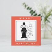 Carte Le policier a un Clock Face Cartoon. (Debout devant)