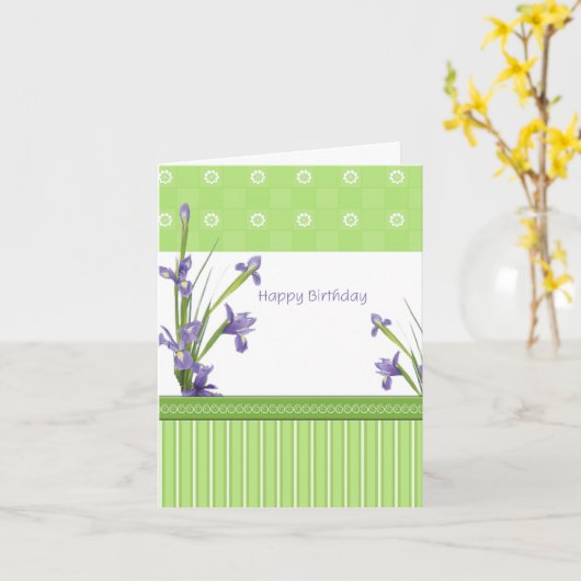 Carte Le pourpre irise le joyeux anniversaire (Fleur jaune)