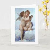 Carte Le premier baiser, Amor et Psyche, Bouguereau (Fleur jaune)