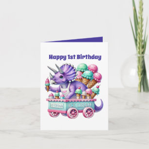 Carte Le premier dinosaure d'anniversaire du bébé Unisex