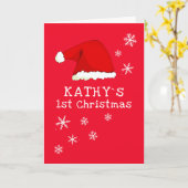 Carte Le premier flocon de Noël Rouge Père Noël Flocon d (Fleur jaune)