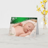 Carte Le premier vert de Noël du bébé - PHOTO DE VOTRE B (Fleur jaune)