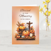 Carte Le prêtre catholique Thanksgiving avec le Citrouil (Fleur jaune)