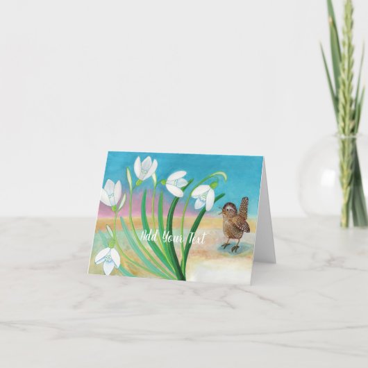 Carte Le printemps arrive - Oiseau troglodyte et perce-n (Devant)