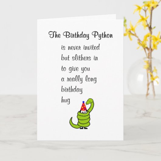 Carte Le Python d'anniversaire Un joyeux poème d'anniver (Fleur jaune)