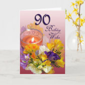 Carte Le quatre-vingt-dixième anniversaire de freesias (Fleur jaune)