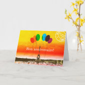 Carte Le Rainbow Balloon et la Tour Eiffel (Fleur jaune)