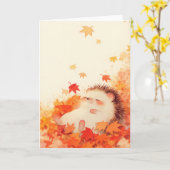 Carte Le repos d'automne du hérisson (Fleur jaune)