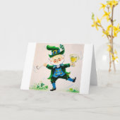 Carte Le rétro jour de St Patrick de lutin, de tuyau et (Fleur jaune)