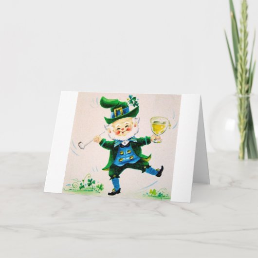 Carte Le rétro jour de St Patrick de lutin, de tuyau et (Devant)