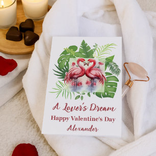 Carte Le rêve d'un amant Flamingo romantique pour la Sai