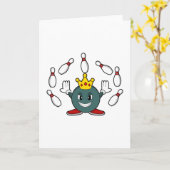Carte Le roi au bowling avec une quille (Fleur jaune)