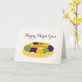 Carte Le Roi heureux Cake Fat mardi de mardi gras (Fleur jaune)