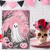 Carte Le rose est le fantôme et l'Halloween Citrouille d