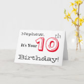 Carte Le salut de 10 ans de Nephew en rouge et noir. (Fleur jaune)