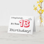 Carte Le salut de 13ème anniversaire de Nephew en rouge (Fleur jaune)