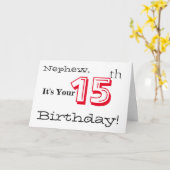 Carte Le salut de 15 ans de Nephew en rouge et noir. (Fleur jaune)
