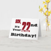 Carte Le salut de 22e anniversaire de son fils en noir, (Fleur jaune)