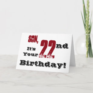 Carte Le salut de 22e anniversaire de son fils en noir,
