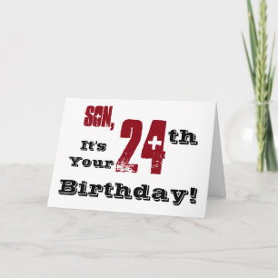 Carte Le salut de 24e anniversaire de son fils en noir,