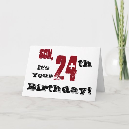 Carte Le salut de 24e anniversaire de son fils en noir, (Devant)