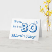 Carte Le salut de 30e anniversaire de son fils en bleu e (Fleur jaune)