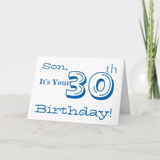 Carte Le salut de 30e anniversaire de son fils en bleu e (Devant)