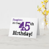 Carte Le salut de 45e anniversaire de la fille en noir,  (Fleur jaune)
