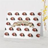 Carte Le scarabée de Ladybug est heureux (Fleur jaune)