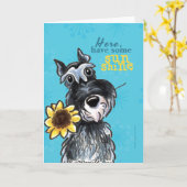 Carte Le Schnauzer de tournesol encouragent (Fleur jaune)