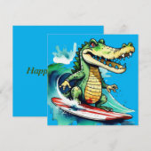 Carte Le surf de crocodile drôle (Devant / Derrière)