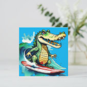 Carte Le surf de crocodile drôle (Debout devant)