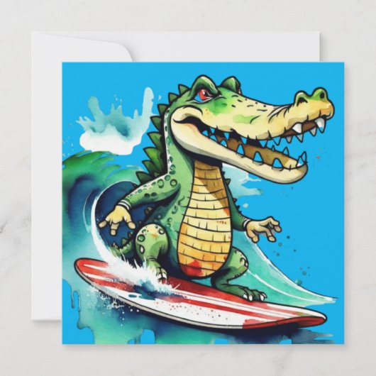 Carte Le surf de crocodile drôle (Devant)