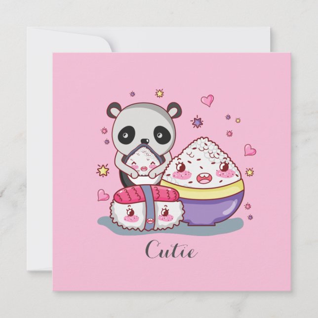 Carte Le Sushi Trouve Rolls Kawaii Sushi (Devant)