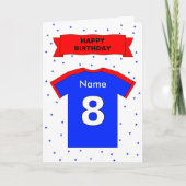 Carte le T-shirt bleu rouge du 8ème anniversaire (Devant)