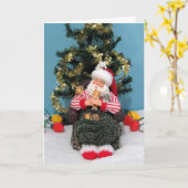 Carte Le temps de la sieste de Santa avec les chatons (Fleur jaune)