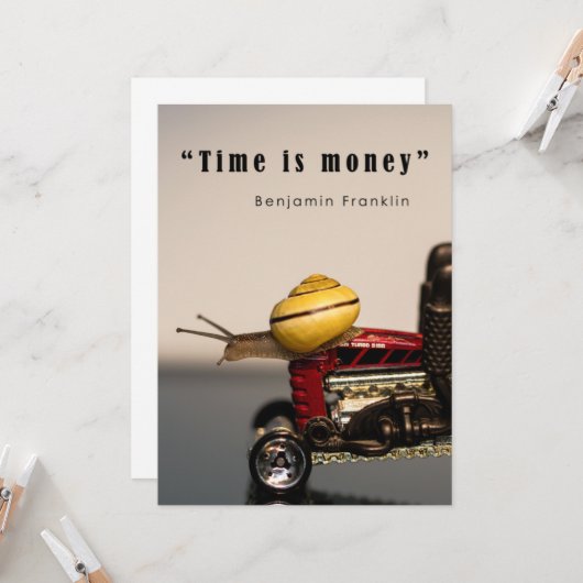 Carte Le temps est l'argent (Devant/Arrière en situation)