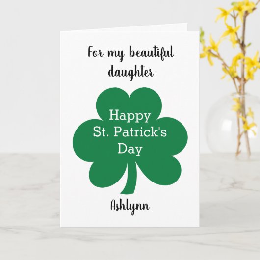 Carte Le trèfle vert Bonne Saint Patrick Joyeuse (Fleur jaune)