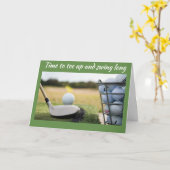 CARTE ***LE TROU D'ANNIVERSAIRE DU GOLFER SPÉCIAL*** EN  (Fleur jaune)