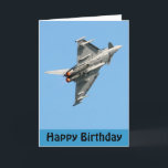 Carte Le typhon de l'Eurofighter fête son anniversaire<br><div class="desc">Carte de voeux d'anniversaire joyeuse avec l'Eurofighter Typhoon - l'avion de combat multirôle le plus avancé au monde. Une grande carte pour les amateurs d'aviation.</div>