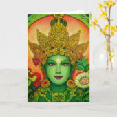 Carte Le vert bouddhiste tibétain Tara de déesse font (Fleur jaune)