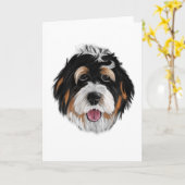 Carte Le visage du chien de Bernedoodle (Fleur jaune)