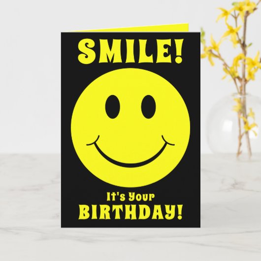 Carte Le Visage Jaune Souriez C'Est Votre Anniversaire (Fleur jaune)