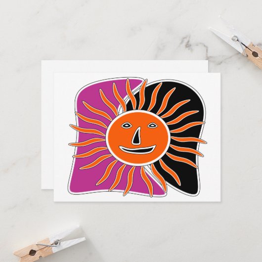 Carte Le visage souriant du soleil (Devant/Arrière en situation)