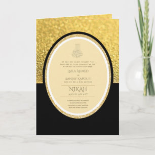 Carte LeahG Black Gold Islam Mariage invite