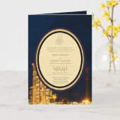 Carte LeahG Blue Islam Mariage invite Nikah (Fleur jaune)