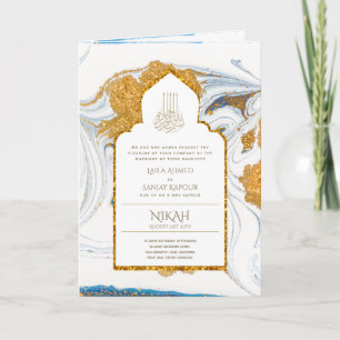 Carte LeahG Blue Islam Mariage invite Nikah