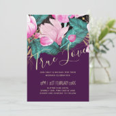 Carte LeahG Budget Rose Roses Plum Moderne Mariage Chic (Debout devant)