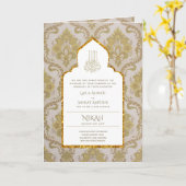 Carte LeahG Gold White Islam Mariage invite (Fleur jaune)